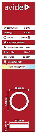 Spot LED ALU 24W Ø300 lumina calda [1]