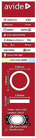 Spot LED ALU 6W Ø120 lumina calda [1]