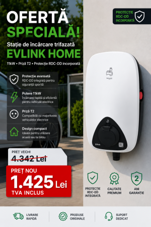 Materiale instalatii fotovoltaice - Stație încărcare Schneider Electric EVlink Home 11kW Type 2 RDC-DD