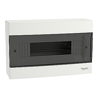 Tablouri PT Schneider - Tablou electric 12 Module cu montaj aparent, usa fumurie, cu 2 blocuri terminale Schneider Easy9EU EZ9EUC112