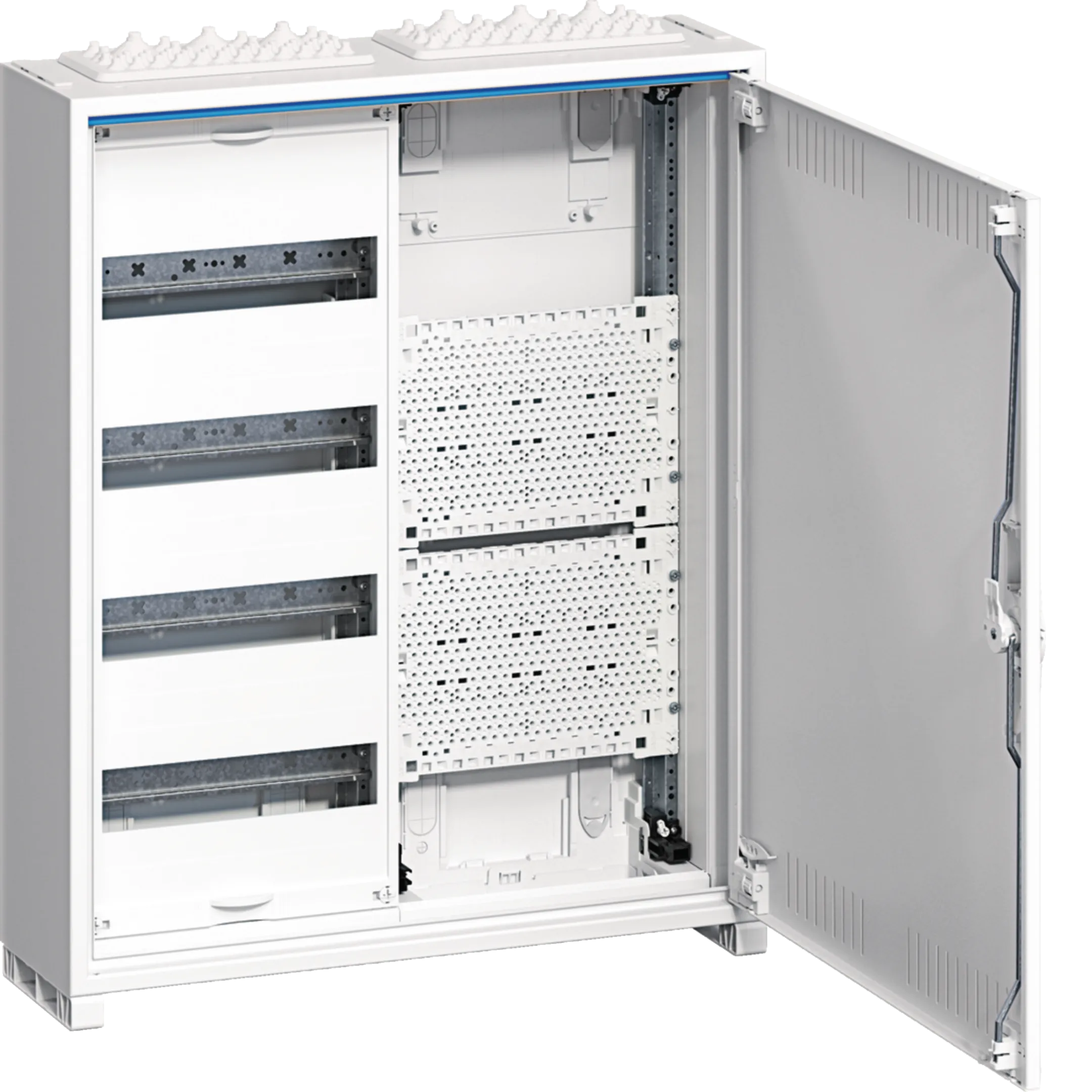 Tablouri metalice modulare PT - Tablou electric metalic, 48 module, 4X12, aplicat, Hager, Univers, IP31, cu sectie multimedia, FWB42K1