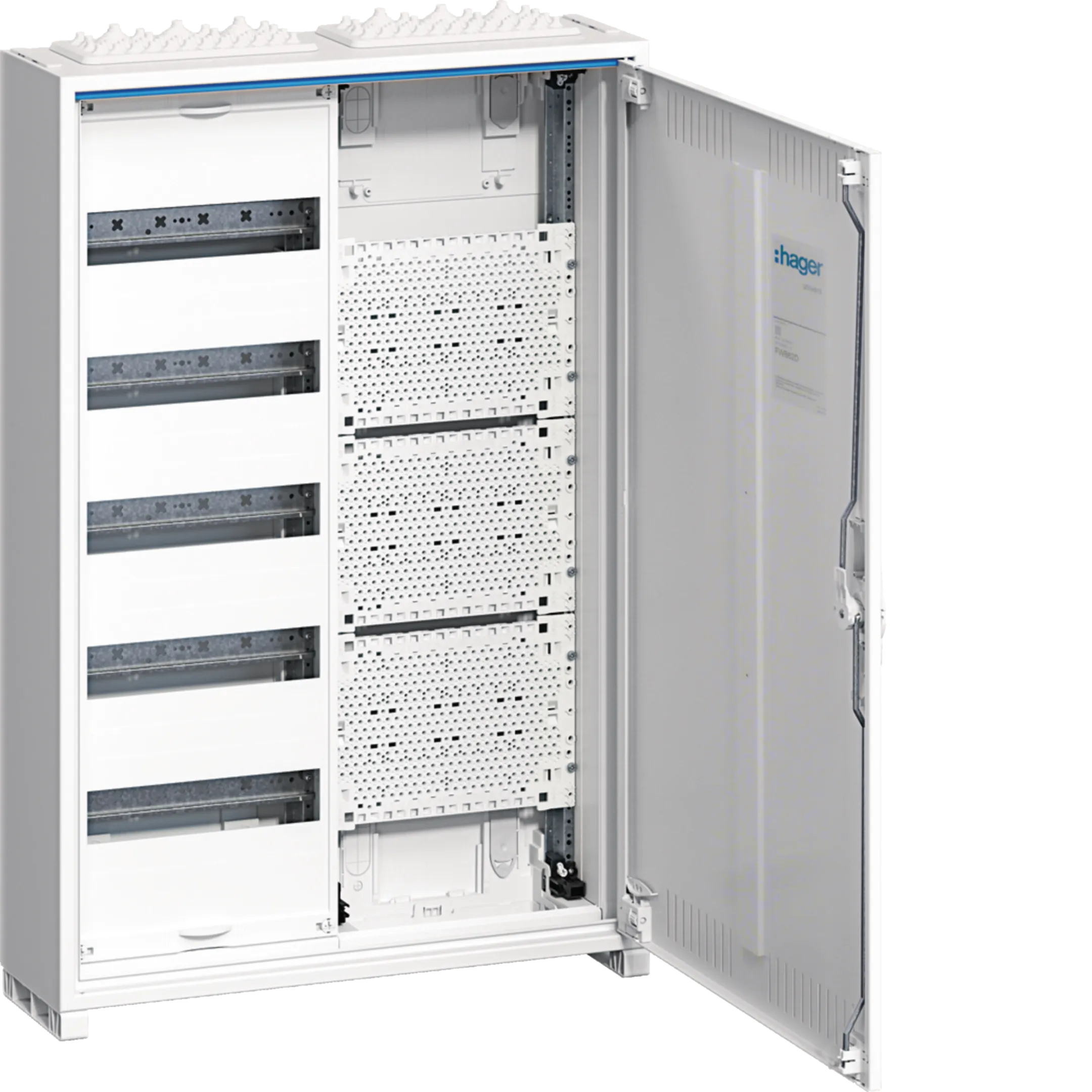 Tablouri metalice modulare PT - Tablou electric metalic, 60 module, 5X12, aplicat, Hager, Univers, IP31, cu sectie multimedia, FWB52K1