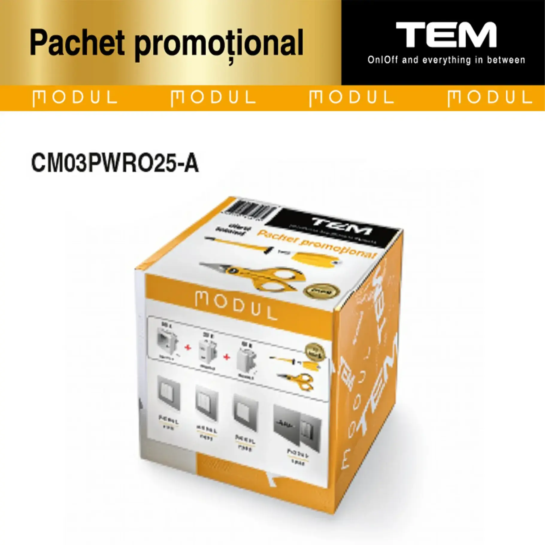 Pachet Promo TEM Modul Prize Schuko și Întrerupătoare cu Șurubelniță și Foarfecă Cadou [1]