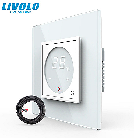 Livolo - Termostat cu fir pentru incalzire in pardoseala, afisaj electronic, cu touch-screen alb