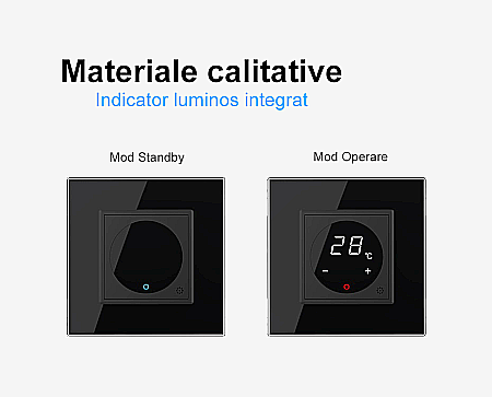 Termostat cu fir pentru incalzire in pardoseala, afisaj electronic, cu touch-screen alb [6]