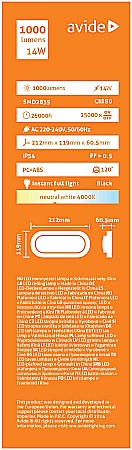 (Titania-O) Aplica perete Oval IP54 14W NW Negru [1]