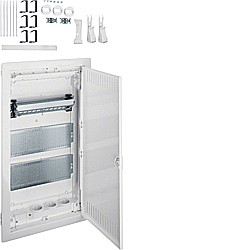 Tablouri multimedia - Volta multimedia 36 module, 3 Priză SCHUKO, accesorii montaj cu usa metalica - HAGER VU36NW