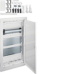 Tablouri multimedia - Volta multimedia 36 module, 3 Priză SCHUKO, accesorii montaj, gips carton, usa metalica - HAGER VH36NW