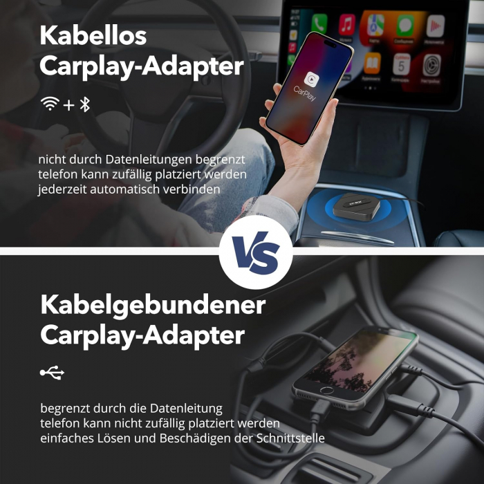 Adaptor CarPlay bluetooth, compatibil cu masini din 2015, IOS 10+, bluetooth, Evatronic-Amazon [3]