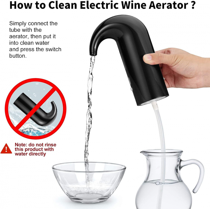 Aerator Electric Reincarcabil, Decantor pentru Vin, Dop vacuum, SisDruo - Amazon Negru [3]