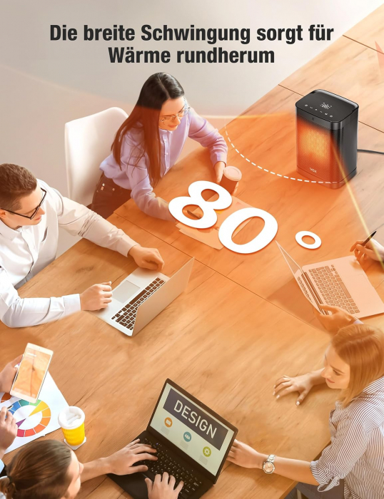 Aeroterma ceramica turn , oscilatie 80 grade, timer 12 h, 3 moduri,  1500W, telecomanda, VKC-Amazon [4]