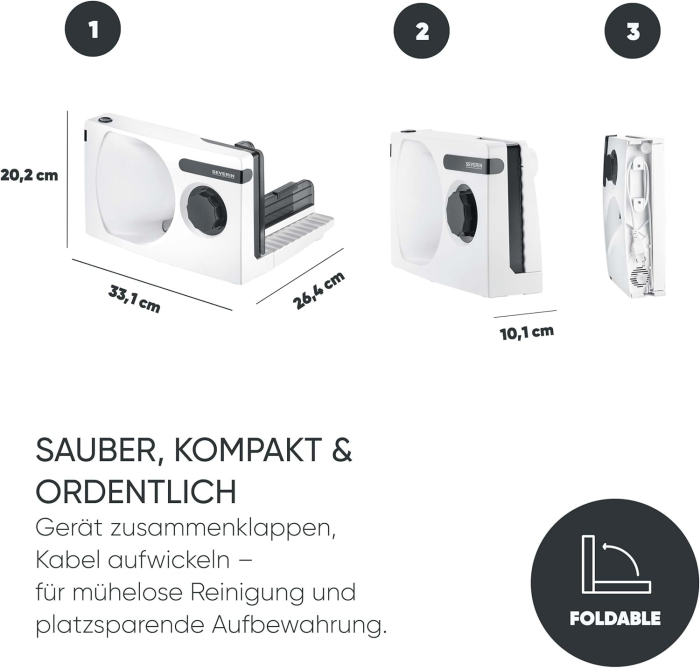 Aparat de feliat SEVERIN AS3912, grosime de tăiere reglabilă, pliabil - GRAD A [2]