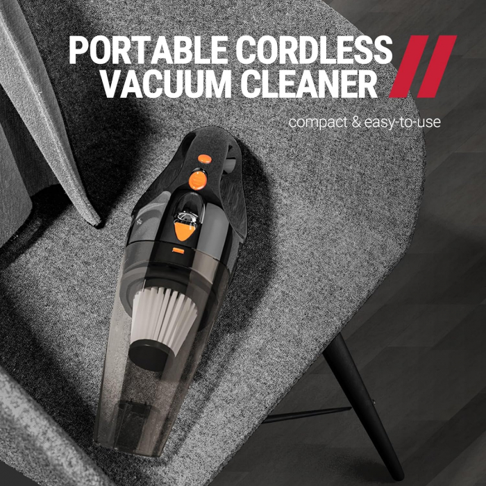 Aspirator portabil, pentru casa si masina, Li-Ion, 12V, 2 filtre, VacLife-Amazon, portocaliu/negru [2]