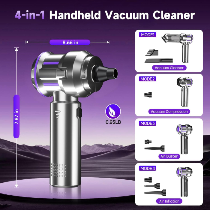 Aspirator, suflanta Fara Fir 22000Pa 3 Viteze, pentru Masina & Casa – Negru - GRAD A [2]