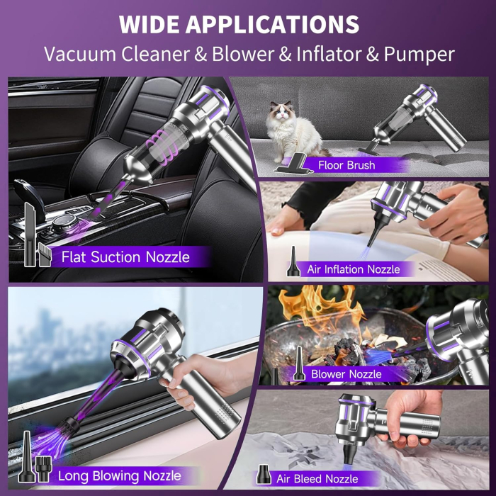 Aspirator, suflanta Fara Fir 22000Pa 3 Viteze, pentru Masina & Casa – Negru - GRAD A [3]