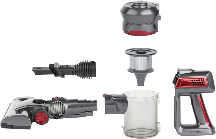 Aspirator vertical H.Koenig, UP600, 2 in 1 2 viteze, EasyClean, autonomie 35 min, multisuprafete, usor, rosu - GRAD B [2]