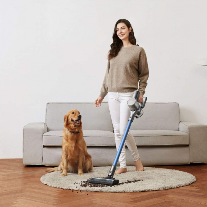 Aspiratorul vertical fara fir Dreame T20 Pro, 450W, 0.6l, 4 perii pentru suprafete, Ecran LCD, Albastru/Gri [6]