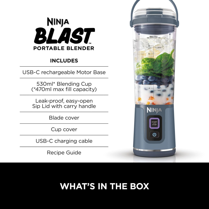 Blender portabil Ninja Blast BC151, fără fir, 530ml , USB-C - GRAD A [2]