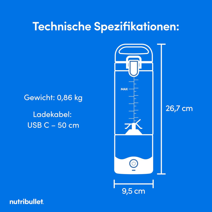 Blender portabil Nutribullet NBP003, cupa 475 ml, USB-C, mov - GRAD A [5]
