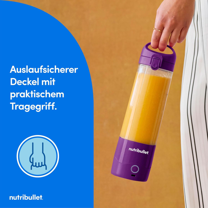 Blender portabil Nutribullet NBP003, cupa 475 ml, USB-C, mov - GRAD A [3]