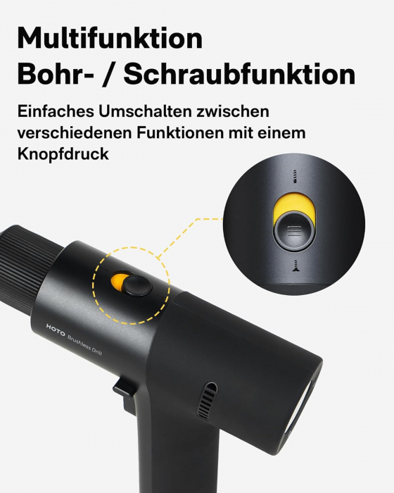 Bormasina HOTO 12V cu Acumulator, 30 Nm, 1400 rpm, Afisaj LED, Baterie 2000mAh, Incarcare USB-C - GRAD A [5]