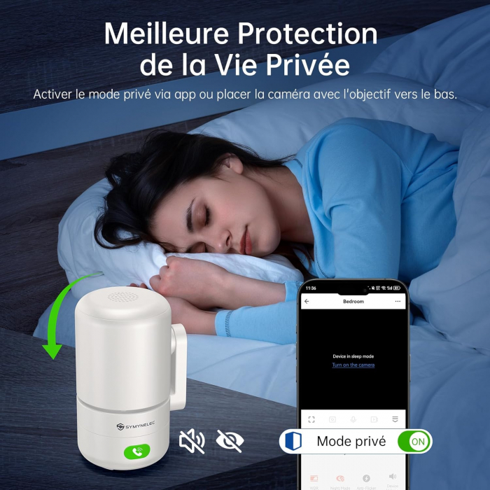 Camera de supraveghere WIFI 2K, 4MB, interior, 360 grade, comunicare bidirectionala, stocare card/cloud, senzor miscare, vedere pe timp de noapte - GRAD A [3]