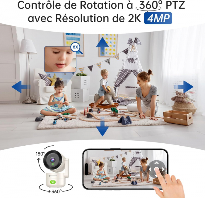 Camera de supraveghere WIFI 2K, 4MB, interior, 360 grade, comunicare bidirectionala, stocare card/cloud, senzor miscare, vedere pe timp de noapte - GRAD A [4]