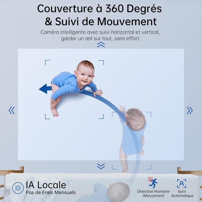 Camera de supraveghere WIFI 2K, 4MB, interior, 360 grade, comunicare bidirectionala, stocare card/cloud, senzor miscare, vedere pe timp de noapte - GRAD A [2]