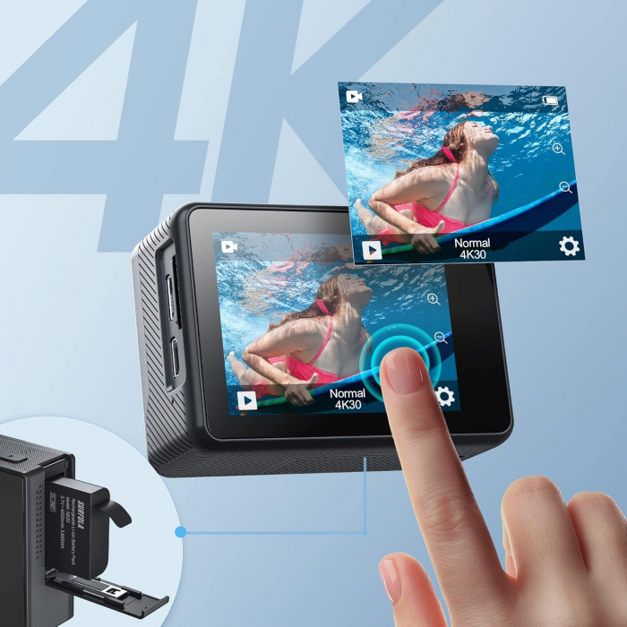 Cameră video sport Surfola 4K 60FPS, 40M, unghi 170 - GRAD A [2]