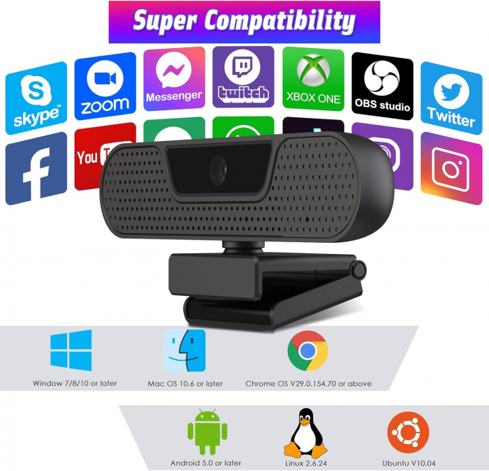 Camera web 4K, 4 microfoane, autofocus, 85 grade, MAC, Windows, Amazon - GRAD A [6]