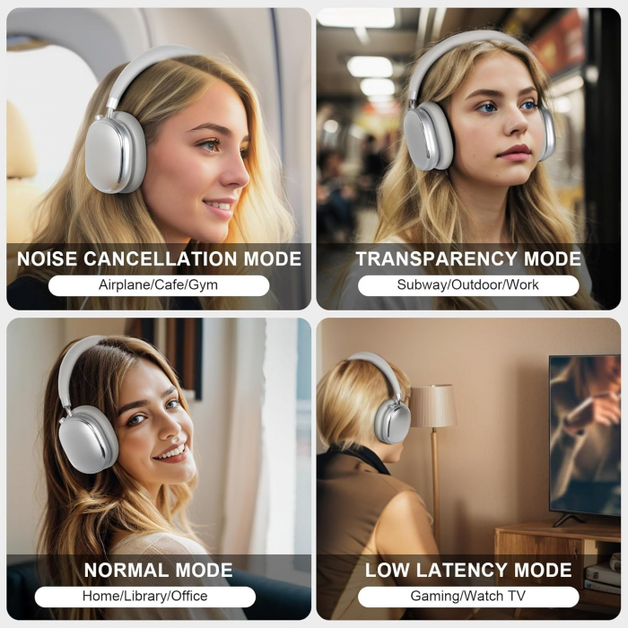 Casti bluetooth 5.3, T-fun NC95, mic, conexiune fir, ANC, aplicatie - GRAD A [3]