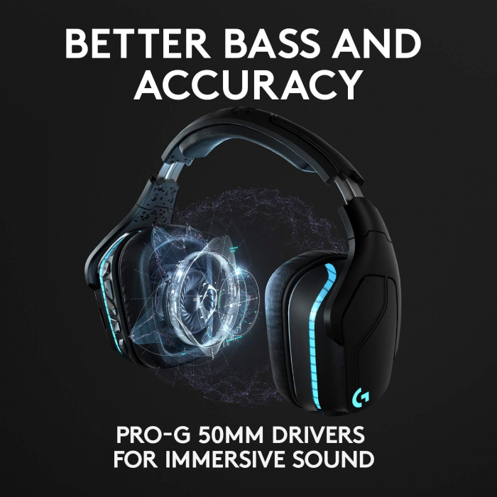 Casti gaming wireless Logitech G935 RGB Lightsync, surround 7.1, multiplatforma, Negru - GRAD A [4]