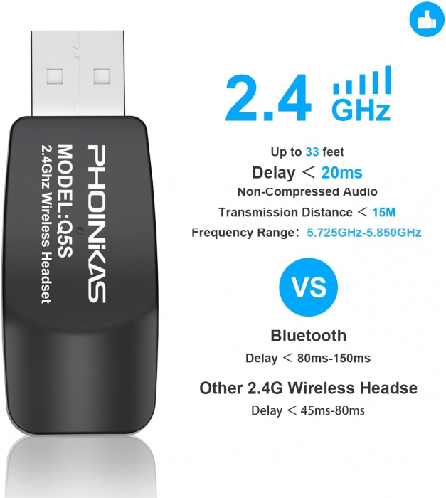 Casti Gaming Wireless PHOINIKAS Q5S, 2.4GHz, compatibil cu PS4 PS5 PC Nintendo Switch, Microfon Detasabil, Sunet Stereo 7.1, lumini led verzi [6]