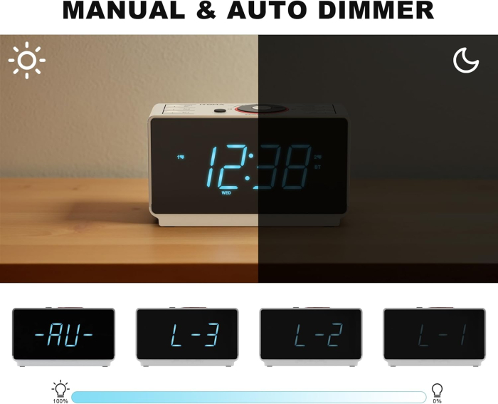 Ceas radio FM, alarma, Bluetooth, ecran LED, lumina veghe - GRAD B [4]