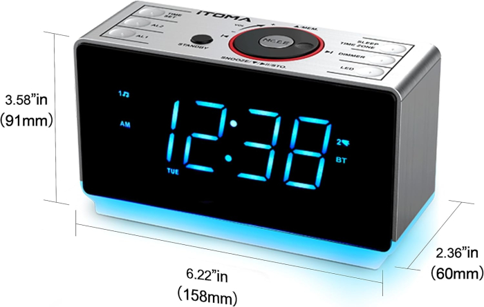 Ceas radio FM, alarma, Bluetooth, ecran LED, lumina veghe - GRAD B [7]