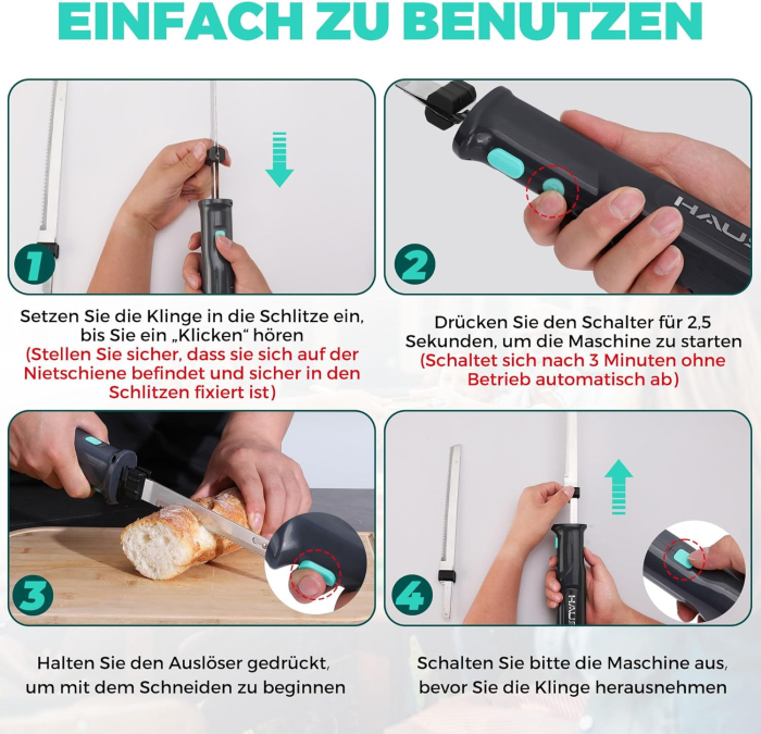 Cutit Electric, fara Fir, Li-Ion, 8V, 2000 mAh, pentru Taiere Paine, Carne si Branza - GRAD A [4]