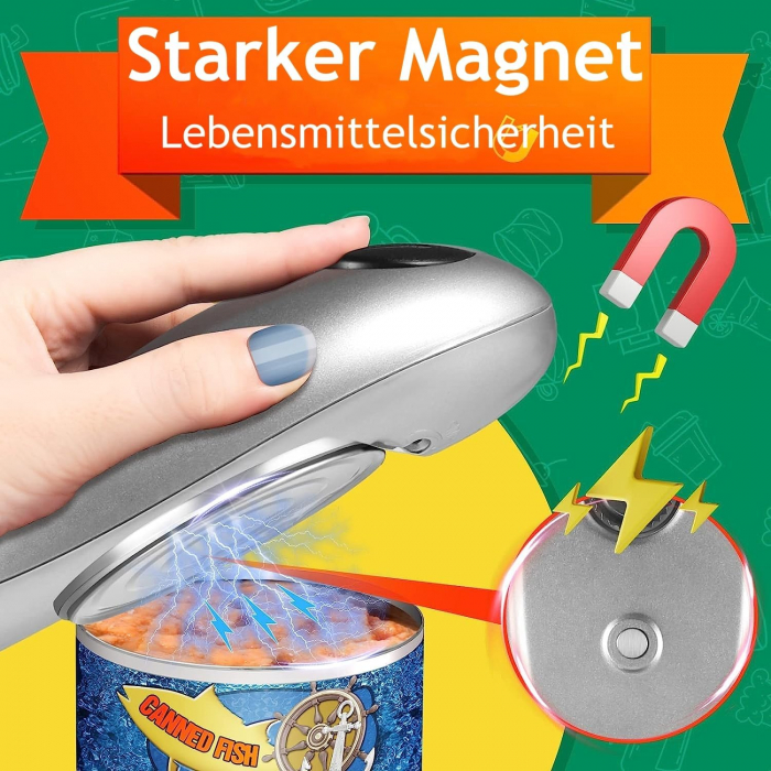 Deschizator electric conserve, fara margini ascutite, argintiu AUIFFER - Amazon [3]