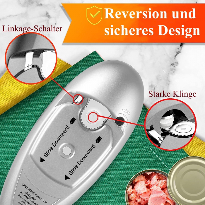 Deschizator electric conserve, fara margini ascutite, argintiu AUIFFER - Amazon [2]