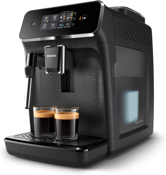 Espressor automat Philips EP2220/10, sistem de spumare a laptelui, 2 bauturi, 15 bar, rasnita ceramica, optiune cafea macinata, Negru [2]