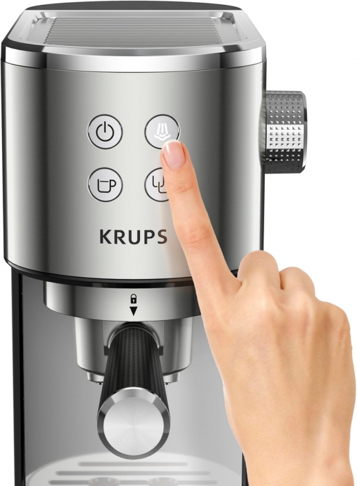 Espressor manual Krups Virtuoso XP442C11, 1400W, 15 bar, tehnologie Thermoblock, capacitate 1L, argintiu/negru - GRAD A [2]