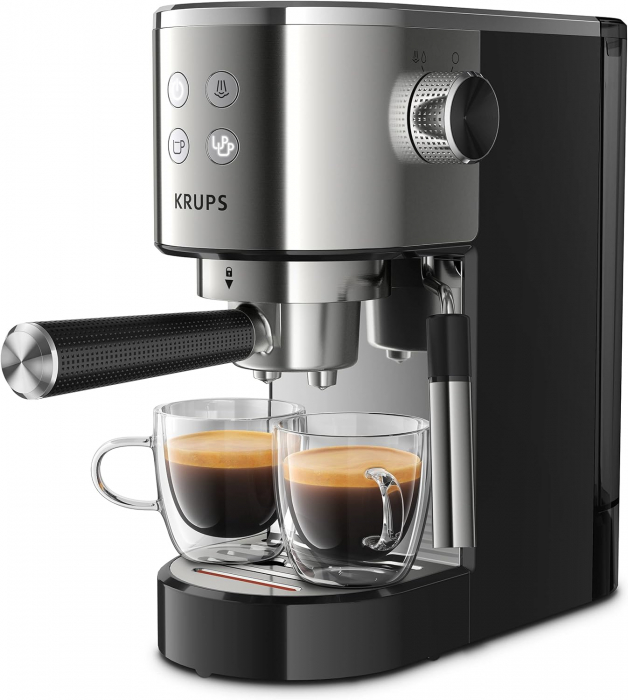 Espressor manual Krups Virtuoso XP442C11, 1400W, 15 bar, tehnologie Thermoblock, capacitate 1L, argintiu/negru - GRAD A [1]