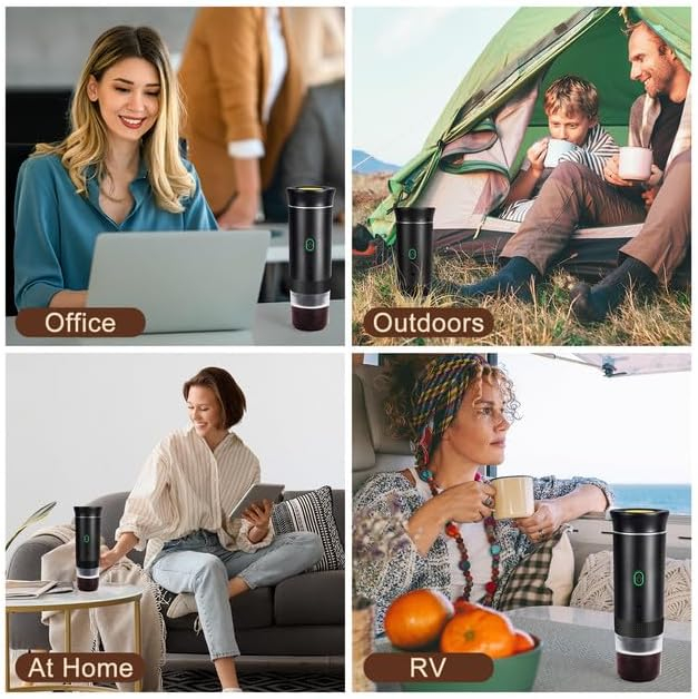 Espressor portabil electric, capsule sau cafea macinata, extractie rece sau calda, pentru Camping, Masina, Calatorie, Negru - GRAD A [7]