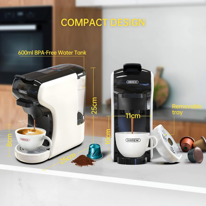 Expressor manual HIBREW H1A, 4 in 1, compatibil, Nespresso, Dolce Gusto, cafea macinata si capsule E.S.E., 19 bar - GRAD B [6]