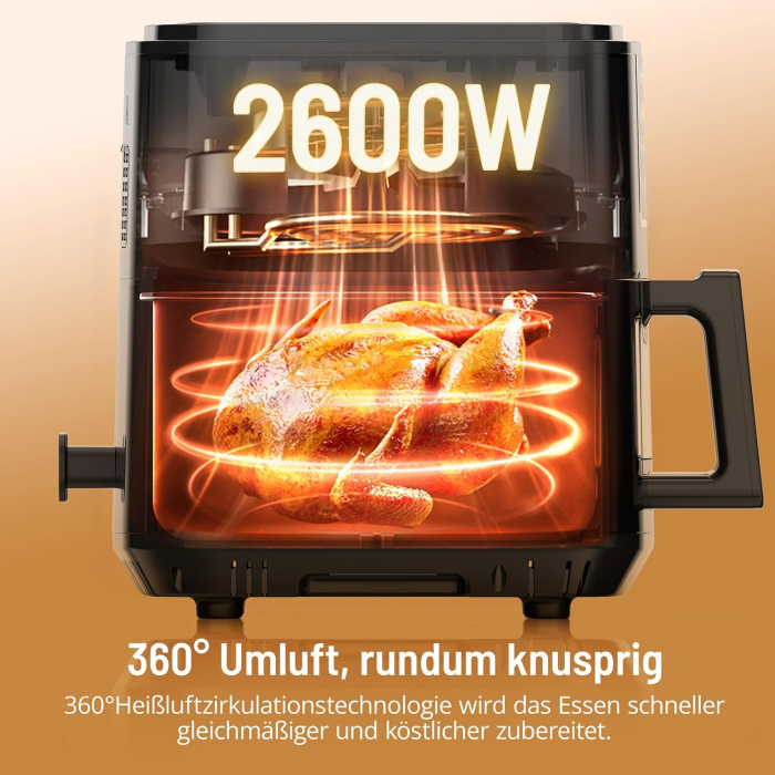 Friteuza cu aer cald PARIS RH NE 9.5L, XXL , 2600W, două compartimente și fereastră de vizionare, 12 în 1 [3]