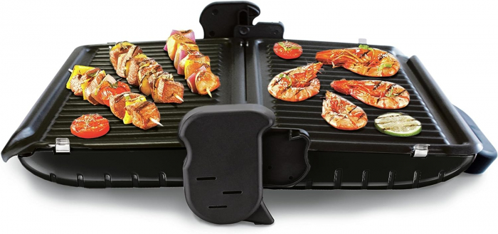 Gratar electric Tefal GC205012, 1600 W, placi antiaderente si detasabile, termostat ajustabil, 21 x 33.5 cm, Negru/Gri [4]
