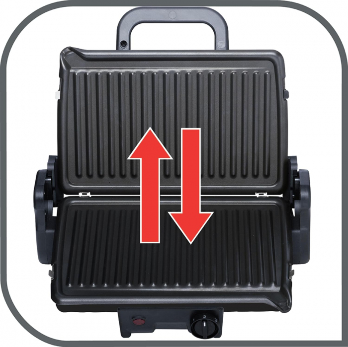 Gratar electric Tefal GC205012, 1600 W, placi antiaderente si detasabile, termostat ajustabil, 21 x 33.5 cm, Negru/Gri [3]