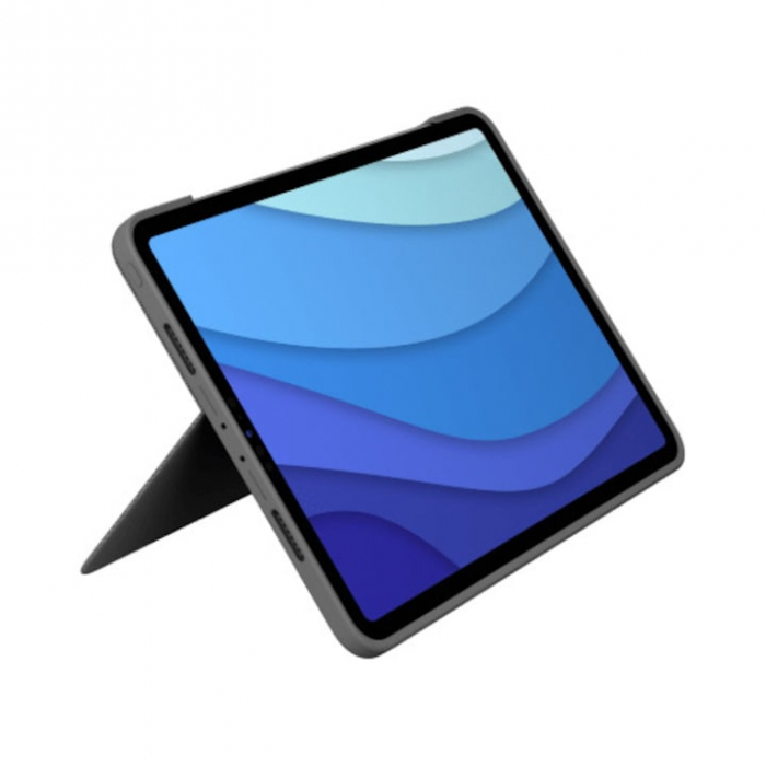 Husa Logitech Combo Touch cu tastatura si trackpad detasabile pentru iPad Pro 11 inch gen 1-4, DE, Gri [2]
