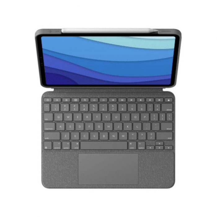 Husa Logitech Combo Touch cu tastatura si trackpad detasabile pentru iPad Pro 11 inch gen 1-4, DE, Gri [3]