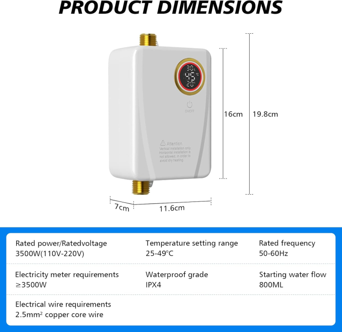 Incalzitor electric instant , 220V 3500W,  afisaj LED - GRAD A [3]