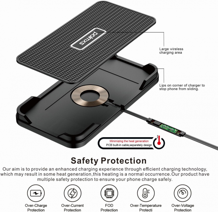 Incarcator masina fara fir, 15W, tip covoras anti-alunecare, adaptor masina 40W, USB-C pentru iPhone 15 14 13 12 11 XR XS X 8 Samsung S24 S23 Note 10, Polmxs-Amazon [4]